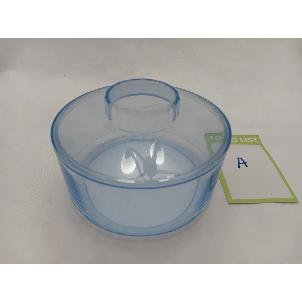 Vintage Tupperware Preludio Blue Acrylic Candy Dish Clear Lid Serverware 5.25
